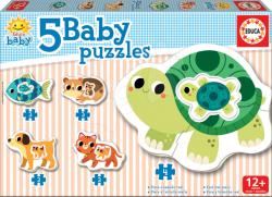 Educa Puzzle pentru cei mici Baby 5 Educa - Animale cu broaşte ţestoase de la 12 luni (EDU17573)