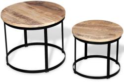 vidaXL Set măsuțe cafea rotunde, lemn mango rugos, 2 buc, 40 cm/50 cm (244006) Masa de cafea