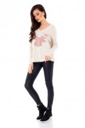RohBoutique Pulover crem, ROH, cu ren - BR1708