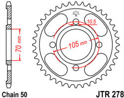 JT Sprockets 278.34 JTR hátsó lánckerék acél