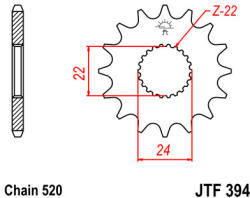 JT Sprockets 394.16 JTF első lánckerék