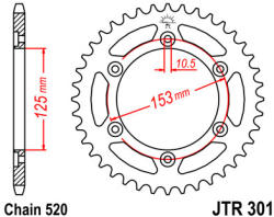JT Sprockets 301.45 JTR hátsó lánckerék acél