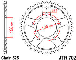 JT Sprockets 702.42 JTR hátsó lánckerék acél
