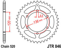 JT Sprockets 846.39 JTR hátsó lánckerék acél