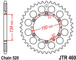 JT Sprockets 460.46 JTR hátsó lánckerék acél