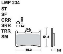 AP RACING fékbetét első YAMAHA YZF 600 R6 Radial -2006 234 SF