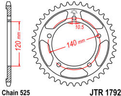 JT Sprockets 1792.42 JTR hátsó lánckerék acél