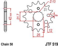 JT Sprockets 519.16 JTF első lánckerék