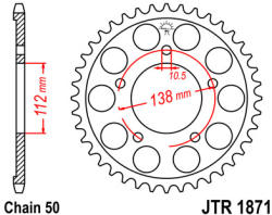 JT Sprockets 1871.52 JTR hátsó lánckerék acél