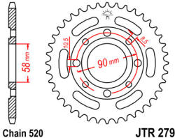 JT Sprockets 279.39 JTR hátsó lánckerék acél