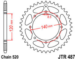 JT Sprockets 487.38 JTR hátsó lánckerék acél