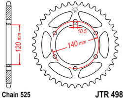 JT Sprockets 498.44 JTR hátsó lánckerék acél