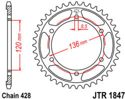 JT Sprockets 1847.47 JTR hátsó lánckerék acél