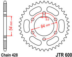 JT Sprockets 600.52 JTR hátsó lánckerék acél