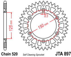 JT Sprockets 897.51 JTA hátsó lánckerék alumínium