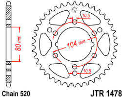 JT Sprockets 1478.36 JTR hátsó lánckerék acél