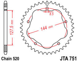 JT Sprockets 751.43 JTA hátsó lánckerék alumínium