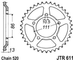 JT Sprockets 611.43 JTR hátsó lánckerék acél