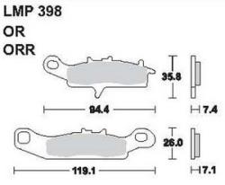 AP RACING fékbetét első KAWASAKI KFX 700 V-Force Right -2004 398