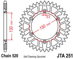 JT Sprockets 251.50 JTA hátsó lánckerék alumínium