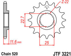 JT Sprockets 3221.12 JTF első lánckerék