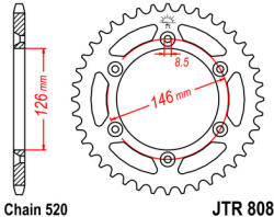 JT Sprockets 808.44 JTR hátsó lánckerék acél