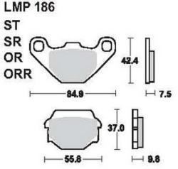 AP RACING fékbetét hátsó KAWASAKI KX 250 D2 1986-1986 186 OR