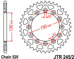 JT Sprockets 245/2.52 JTR hátsó lánckerék acél