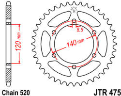 JT Sprockets 475.45 JTR hátsó lánckerék acél
