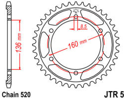 JT Sprockets 5.41 JTR hátsó lánckerék acél