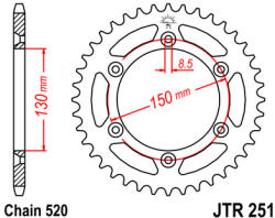 JT Sprockets 251.44 JTR hátsó lánckerék acél