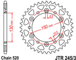 JT Sprockets 245/3.43 JTR hátsó lánckerék acél