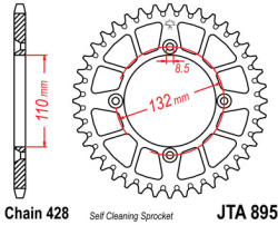 JT Sprockets 895.50 JTA hátsó lánckerék alumínium