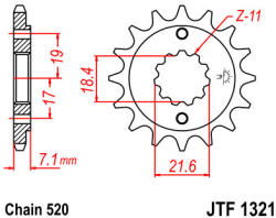 JT Sprockets 1321.12 JTF első lánckerék