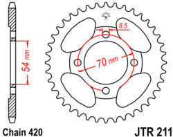 JT Sprockets 211.39 JTR hátsó lánckerék acél