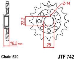 JT Sprockets 742.15 JTF első lánckerék