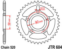 JT Sprockets 604.40 JTR hátsó lánckerék acél