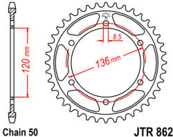 JT Sprockets 862.38 JTR hátsó lánckerék acél