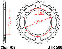 JT Sprockets 500.40 JTR hátsó lánckerék acél