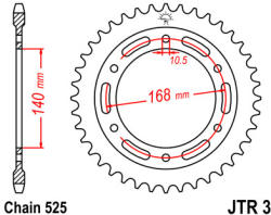 JT Sprockets 3.42 JTR hátsó lánckerék acél