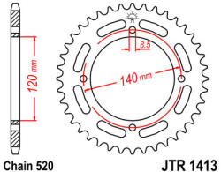 JT Sprockets 1413.39 JTR hátsó lánckerék acél