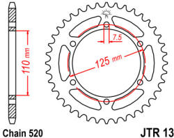 JT Sprockets 13.41 JTR hátsó lánckerék acél