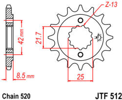 JT Sprockets 512.14 JTF első lánckerék