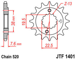 JT Sprockets 1401.14 JTF első lánckerék
