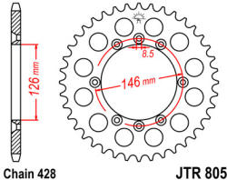 JT Sprockets 805.50 JTR hátsó lánckerék acél