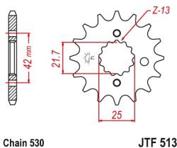 JT Sprockets JTF513.17RB első lánckerék rezgéscsillapító gumival