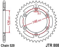 JT Sprockets JTR808.51ZBK hátsó lánckerék acél fekete