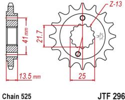 JT Sprockets JTF296.16RB első lánckerék rezgéscsillapító gumival