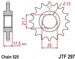 JT Sprockets JTF297.15RB első lánckerék rezgéscsillapító gumival