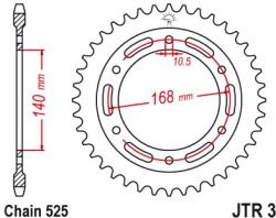 JT Sprockets JTR3.47ZBK hátsó lánckerék acél fekete